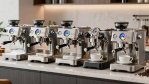 eight espresso machines with pressure gauges 2026